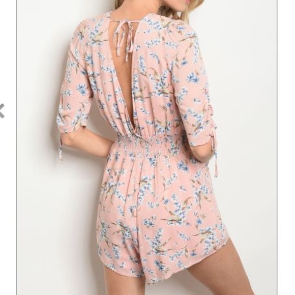 NWT Elegant Pink Floral Romper - Picture 2 of 3